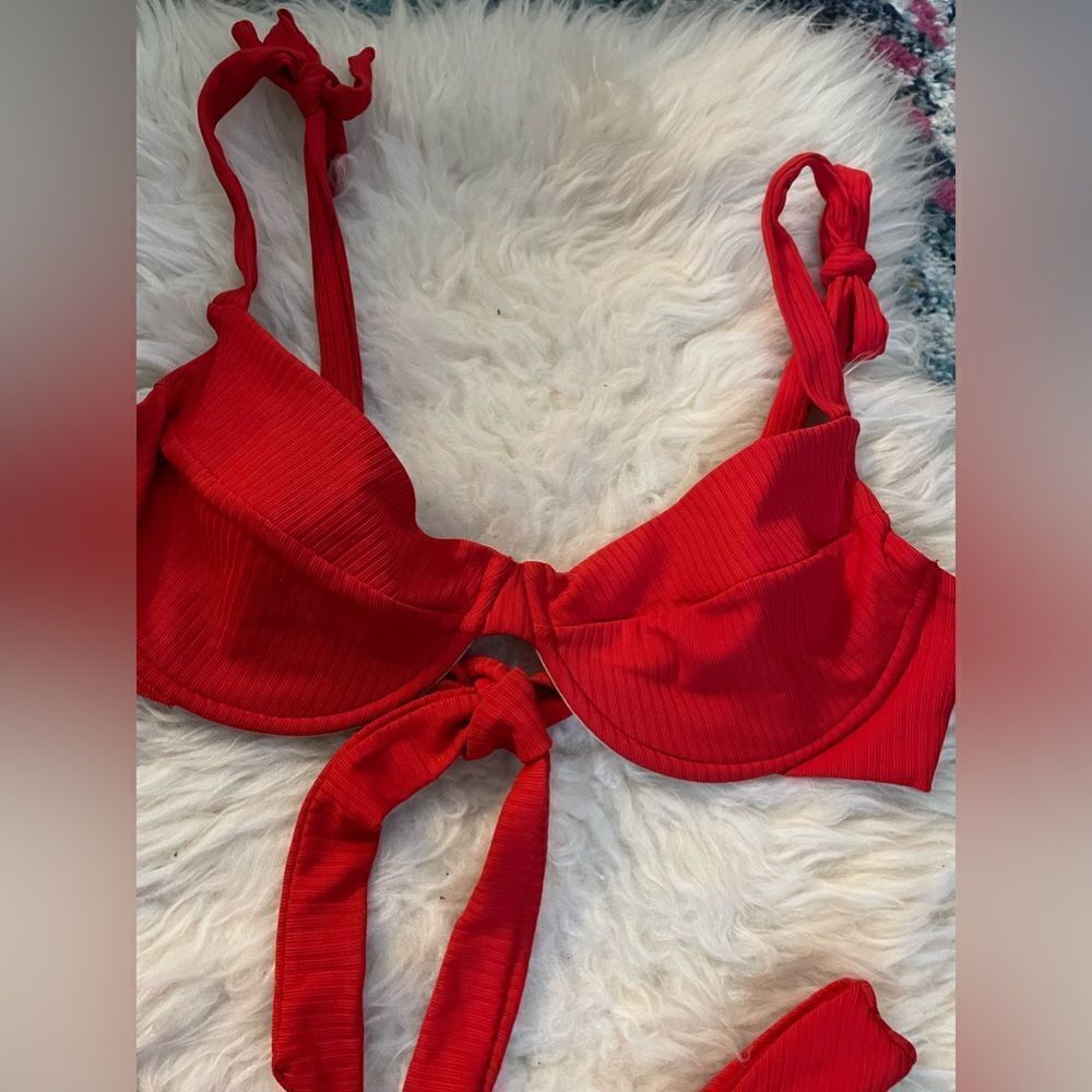 Poema Swim Red Ribbed Bikini Set L/S - Picture 2 of 7